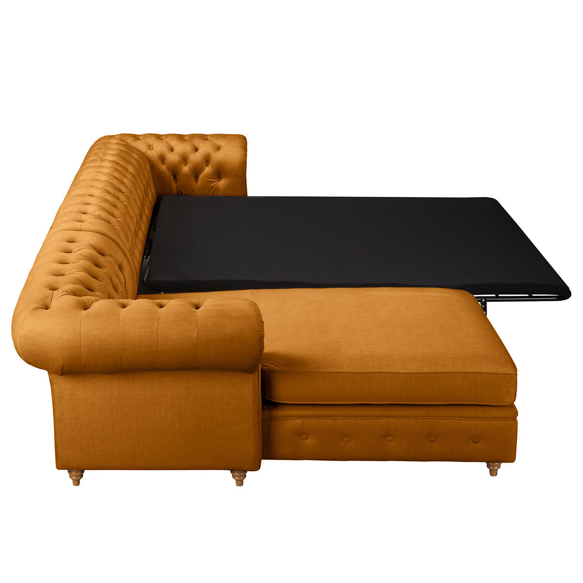 ECKSOFA Mikrofaser Bernsteinfarben  - Bernsteinfarben/Braun, Design, Holz/Textil (182/284cm) - P & B