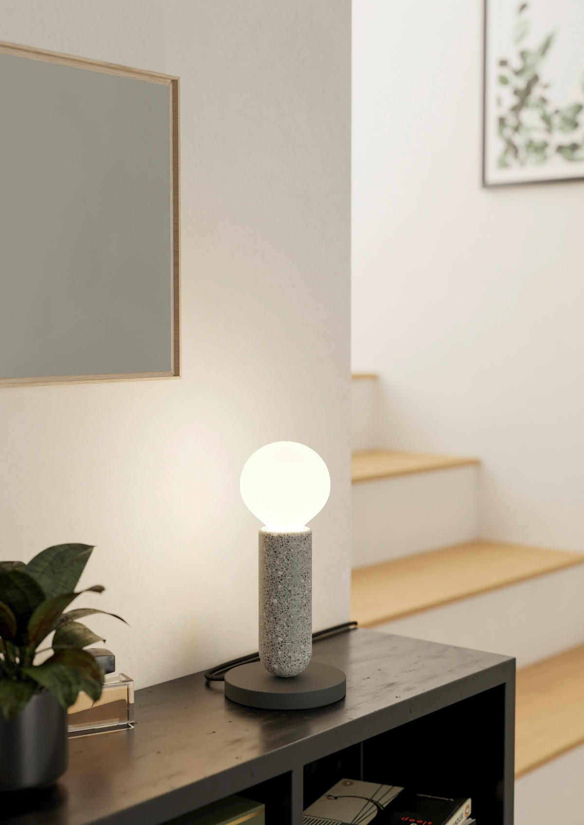 STOLNÍ LAMPA, E27, 5,5/17,5 cm  - šedá/antracitová, Basics, kov/kámen (5,5/17,5cm) - Eglo