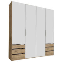 DREHTÜRENSCHRANK 200/216/58 cm 4-türig Weiß, Eichefarben  - Chromfarben/Eichefarben, MODERN, Holzwerkstoff/Kunststoff (200/216/58cm) - MID.YOU