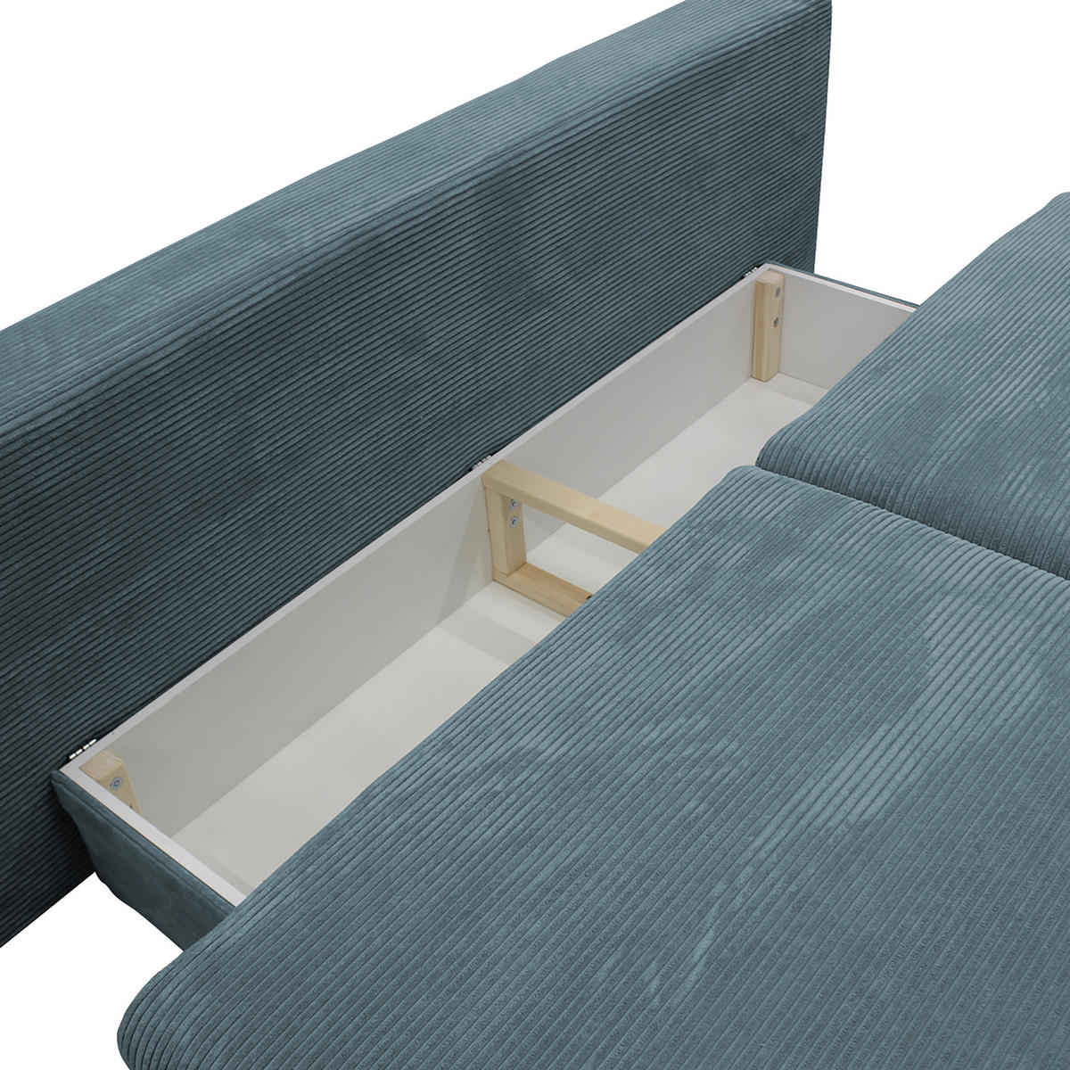 SCHLAFSOFA Cord Türkis  - Türkis/Schwarz, Design, Holz/Textil (202/85/99cm) - P & B