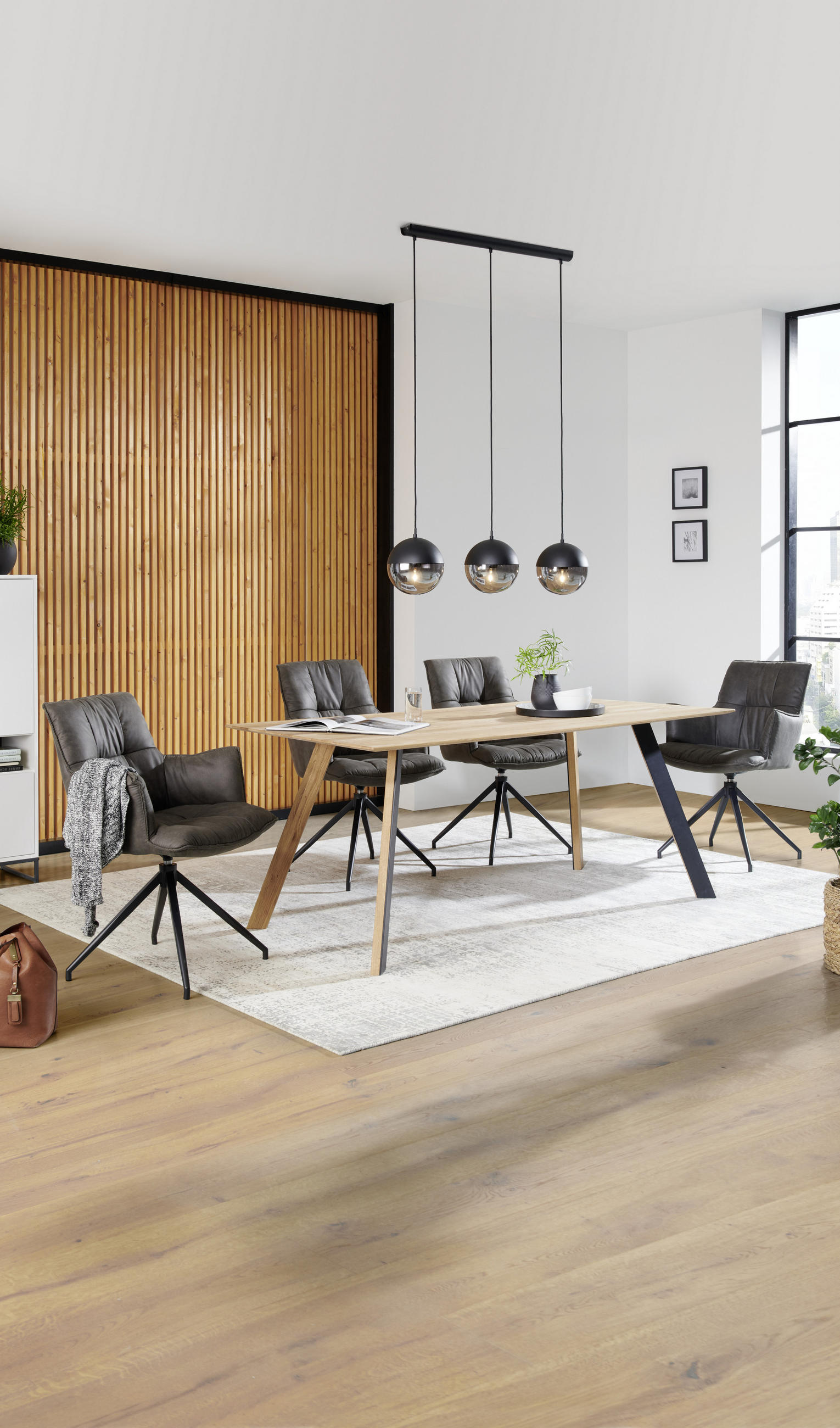 JEDÁLENSKÝ STÔL, divý dub, farby duba, 180/90/75 cm - čierna/farby duba, Design, kov/drevo (180/90/75cm) - Linea Natura