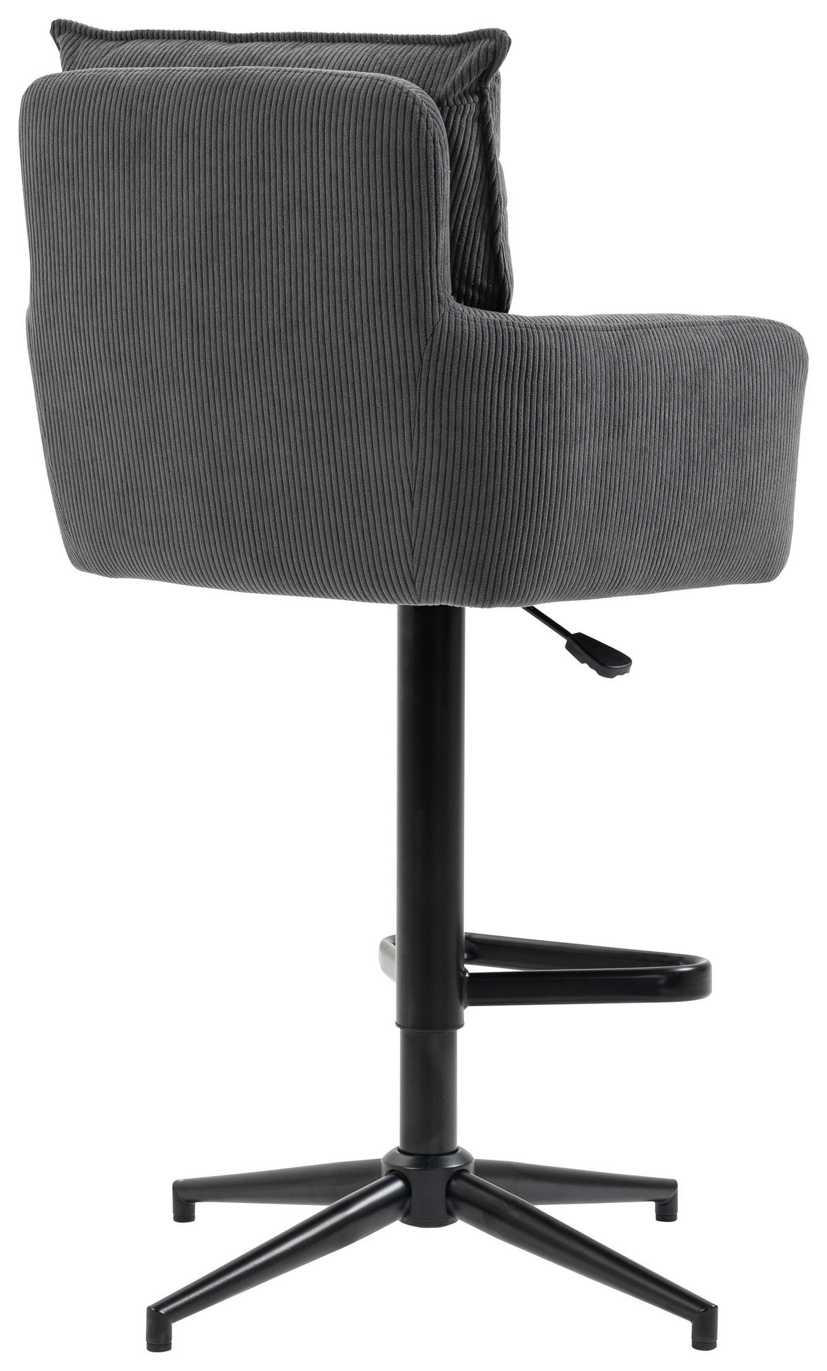 BARHOCKER Cord Anthrazit Eisen Stoffauswahl, Sitzfläche 360° drehbar, inklusive Armlehnen  - Anthrazit/Schwarz, Design, Textil/Metall (54/98-120/58cm) - Novel