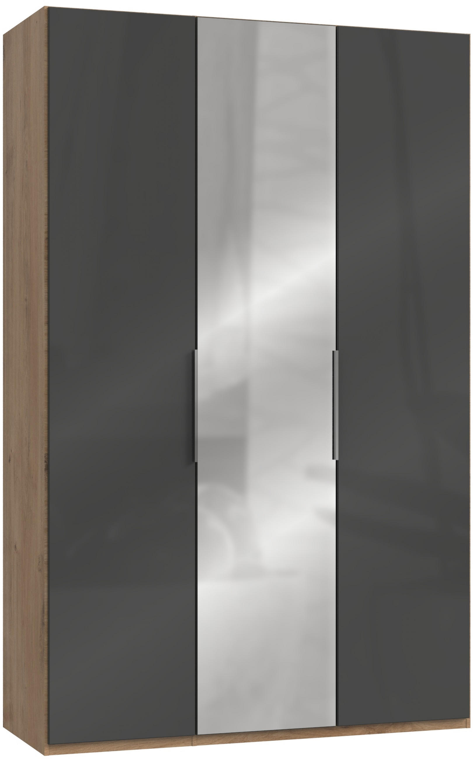 DREHTÜRENSCHRANK  in Grau, Eichefarben  - Chromfarben/Eichefarben, MODERN, Glas/Holzwerkstoff (150/236/58cm) - MID.YOU