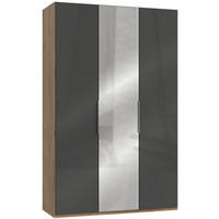 DREHTÜRENSCHRANK in Grau, Eichefarben  - Chromfarben/Eichefarben, Modern, Glas/Holzwerkstoff (150/236/58cm) - MID.YOU