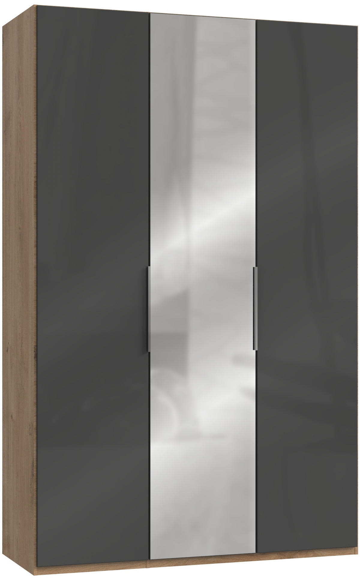DREHTÜRENSCHRANK in Grau, Eichefarben  - Chromfarben/Eichefarben, Modern, Glas/Holzwerkstoff (150/236/58cm) - MID.YOU