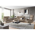 TRAPEZSOFA in Mikrofaser Taupe  - Taupe/Schwarz, KONVENTIONELL, Textil/Metall (221/103/95cm) - Dieter Knoll