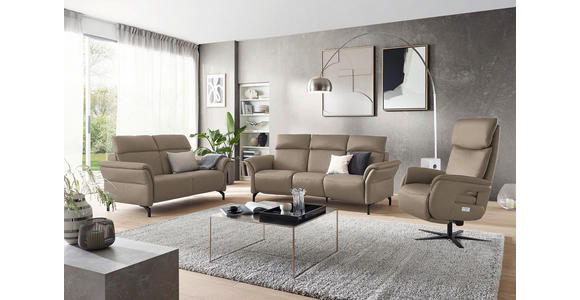 TRAPEZSOFA in Mikrofaser Taupe  - Taupe/Schwarz, KONVENTIONELL, Textil/Metall (221/103/95cm) - Dieter Knoll