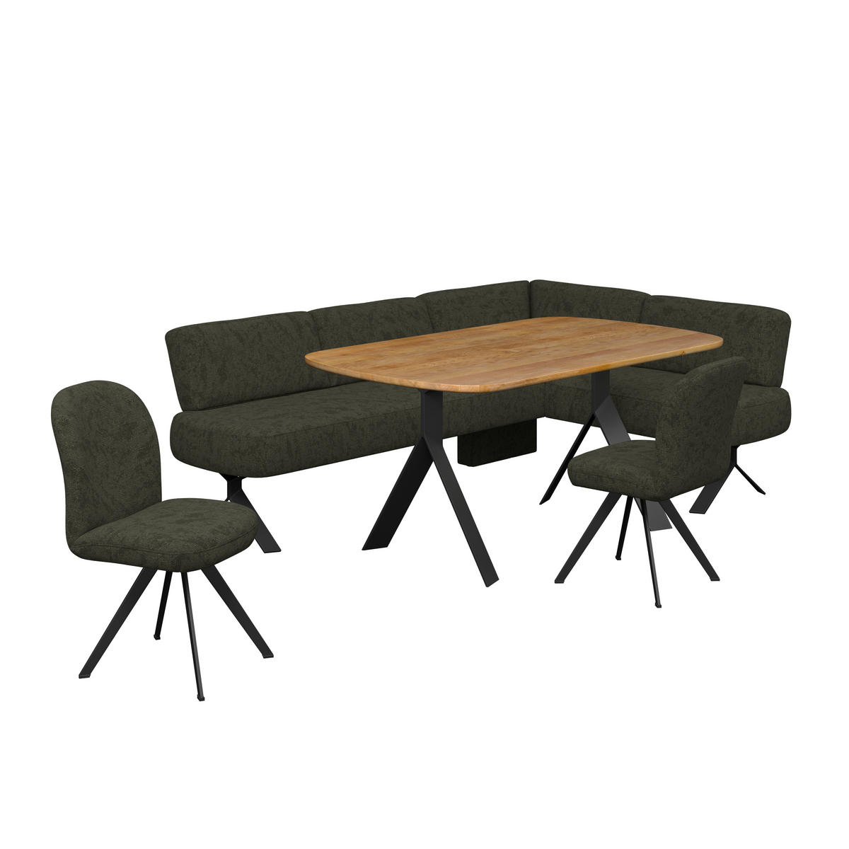 ECKBANK 248/176 cm Webstoff Grün   - Schwarz/Grün, MODERN, Textil/Metall (248/176cm) - Livetastic