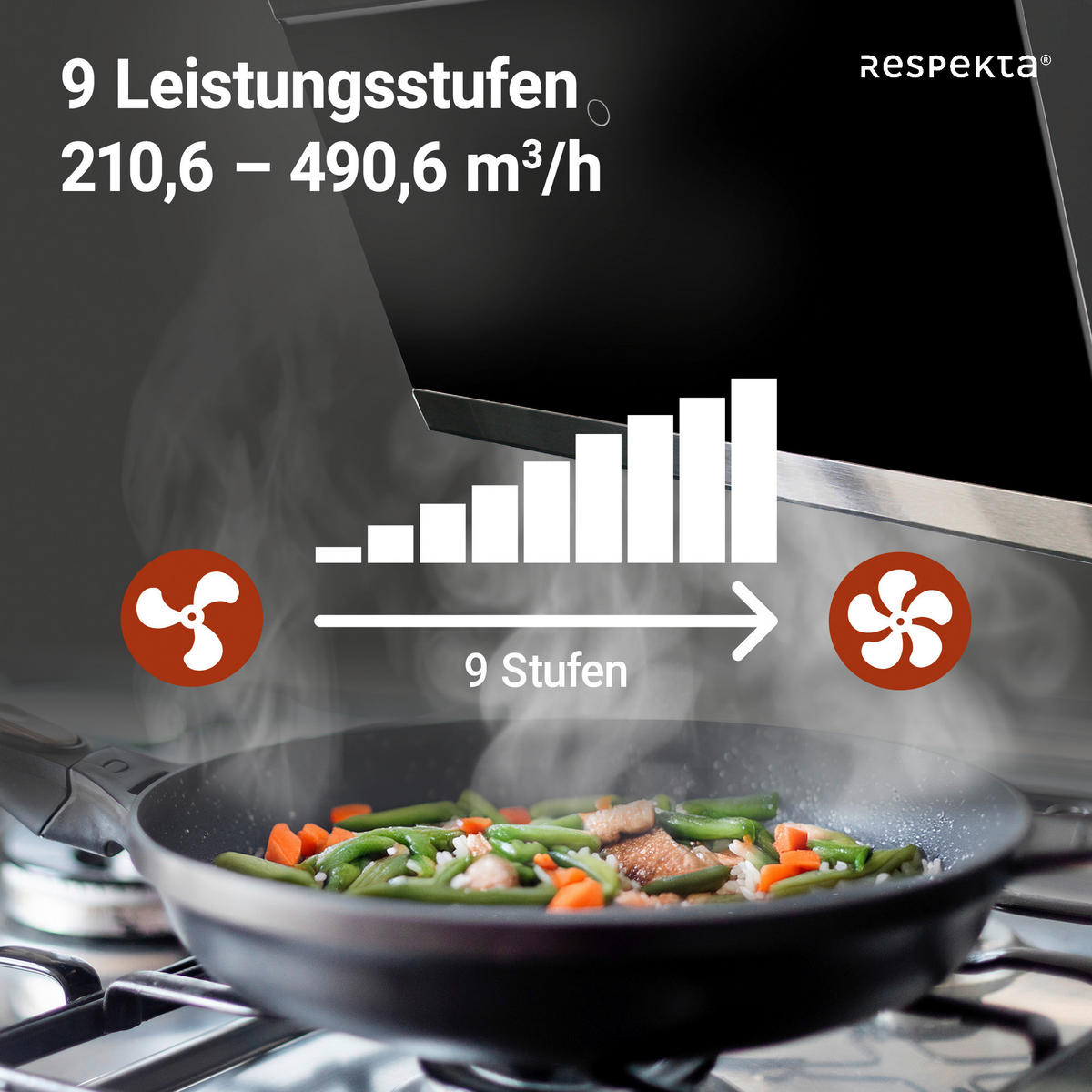 DUNSTABZUGSHAUBE CH89060S  - Schwarz, Trend, Glas/Metall (59,5/74,2-109,2/38,5cm) - Respekta