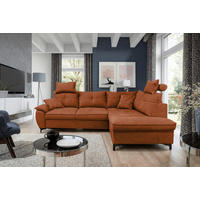 ECKSOFA SOLEI Rot Chenille Zierkissen, Bettkasten, Kopfstütze  - Rot/Schwarz, Design, Kunststoff/Textil (265/203cm) - MID.YOU