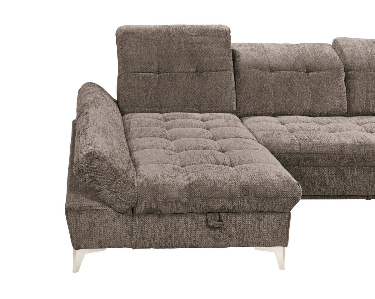 WOHNLANDSCHAFT MERCY Braun Mikrovelours  - Kaschmir/Braun, MODERN, Kunststoff/Textil (169/348/245cm) - MID.YOU