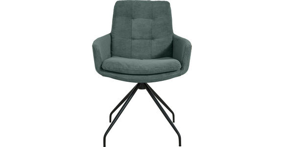 ARMLEHNSTUHL  Stoffauswahl, Typenauswahl, Sitzfläche 360° drehbar, Gestellauswahl Cord  - Schwarz/Grün, Design, Textil/Metall (63/90/69cm) - Johann Jakob