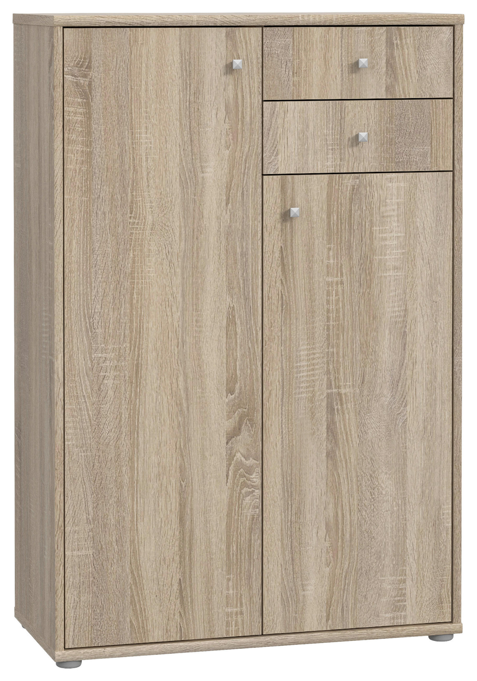 KOMMODE , 73,7/111,1/34,8 cm, 2 Schublade(n)  - Alufarben/Sonoma Eiche, Design, Holzwerkstoff/Kunststoff (73,7/111,1/34,8cm)