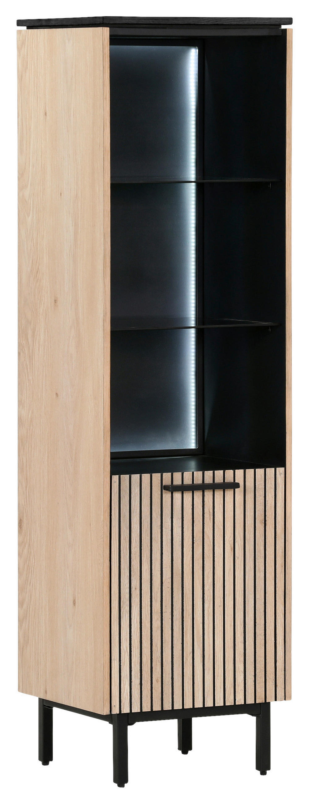 REGAL Schwarz, Eichefarben  - Eichefarben/Schwarz, Trend, Holzwerkstoff/Metall (45/160/43cm) - Carryhome
