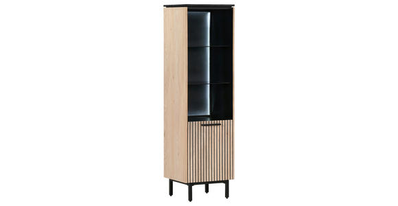 REGAL Eichefarben, Schwarz - Eichefarben/Schwarz, Trend, Holzwerkstoff/Metall (45/160/43cm) - Carryhome
