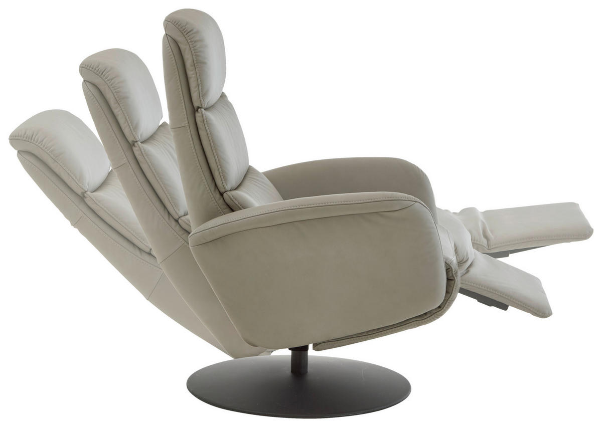 RELAXSESSEL in Leder Greige  - Greige/Schwarz, Design, Leder/Metall (76/108/86cm) - Dieter Knoll