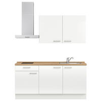 KÜCHENLEERBLOCK 180 cm   in Eichefarben, Weiß Hochglanz  - Edelstahlfarben/Eichefarben, MODERN, Holzwerkstoff/Metall (180cm) - Nobilia