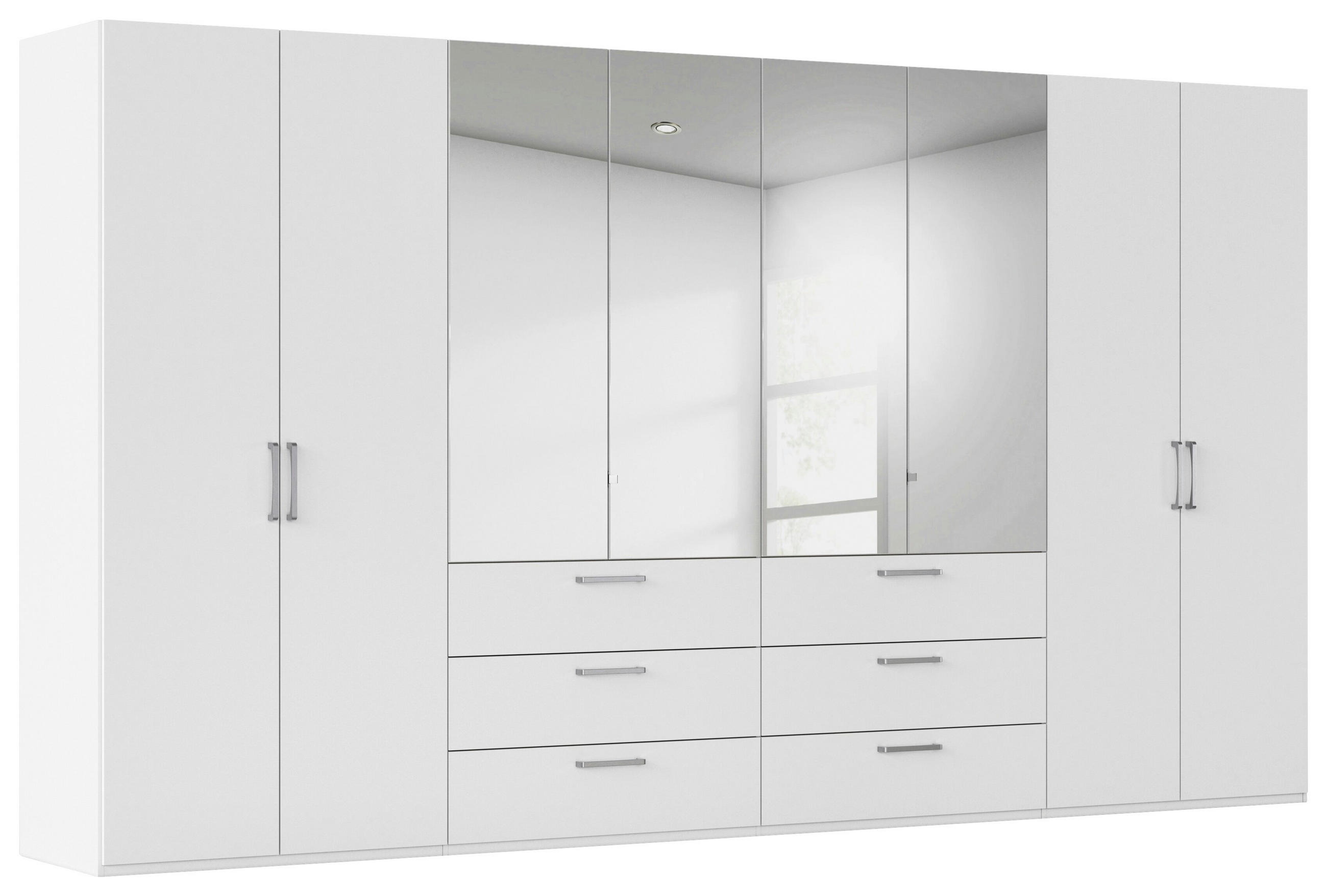 DREHTÜRENSCHRANK 400/223/61 cm,  in Weiß, 8-türig  - Chromfarben/Edelstahlfarben, Basics, Glas/Holzwerkstoff (400/223/61cm) - Novel