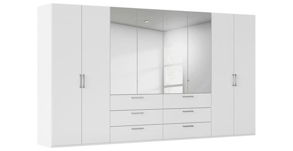 DREHTÜRENSCHRANK 400/223/61 cm,  in Weiß, 8-türig  - Chromfarben/Edelstahlfarben, Basics, Glas/Holzwerkstoff (400/223/61cm) - Novel