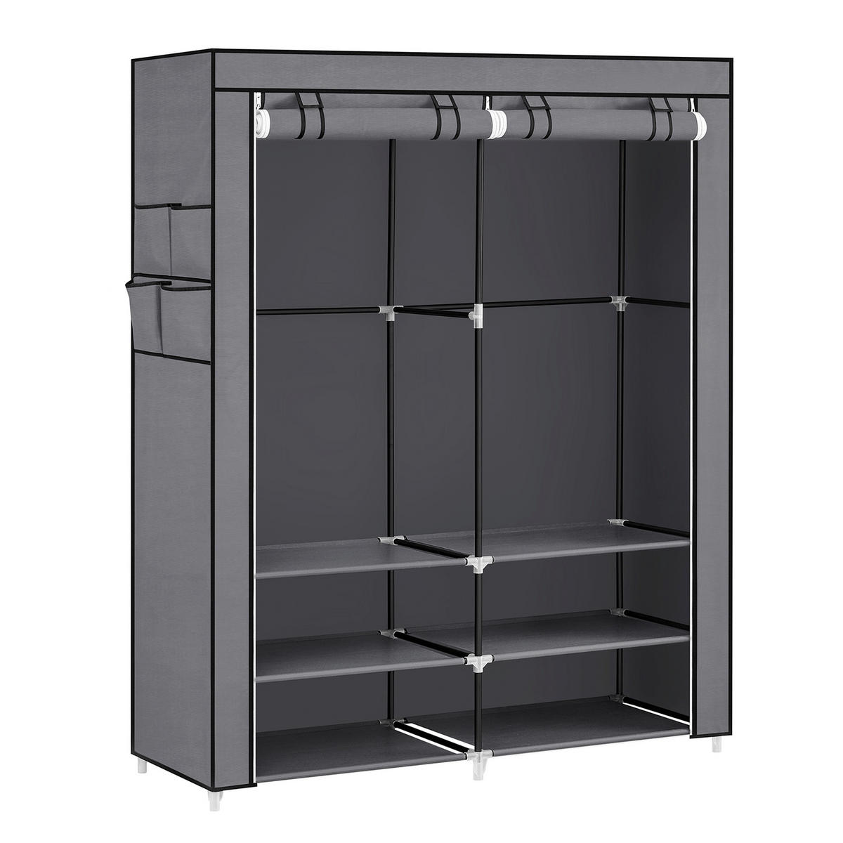 STOFFSCHRANK Dunkelgrau  - Dunkelgrau, Basics, Textil/Metall (127/176/45cm)