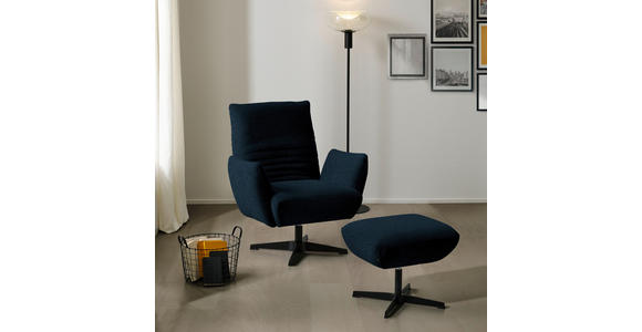 SESSEL in Teddystoff Dunkelblau  - Schwarz/Dunkelblau, Design, Textil/Metall (60/94/86cm) - Dieter Knoll