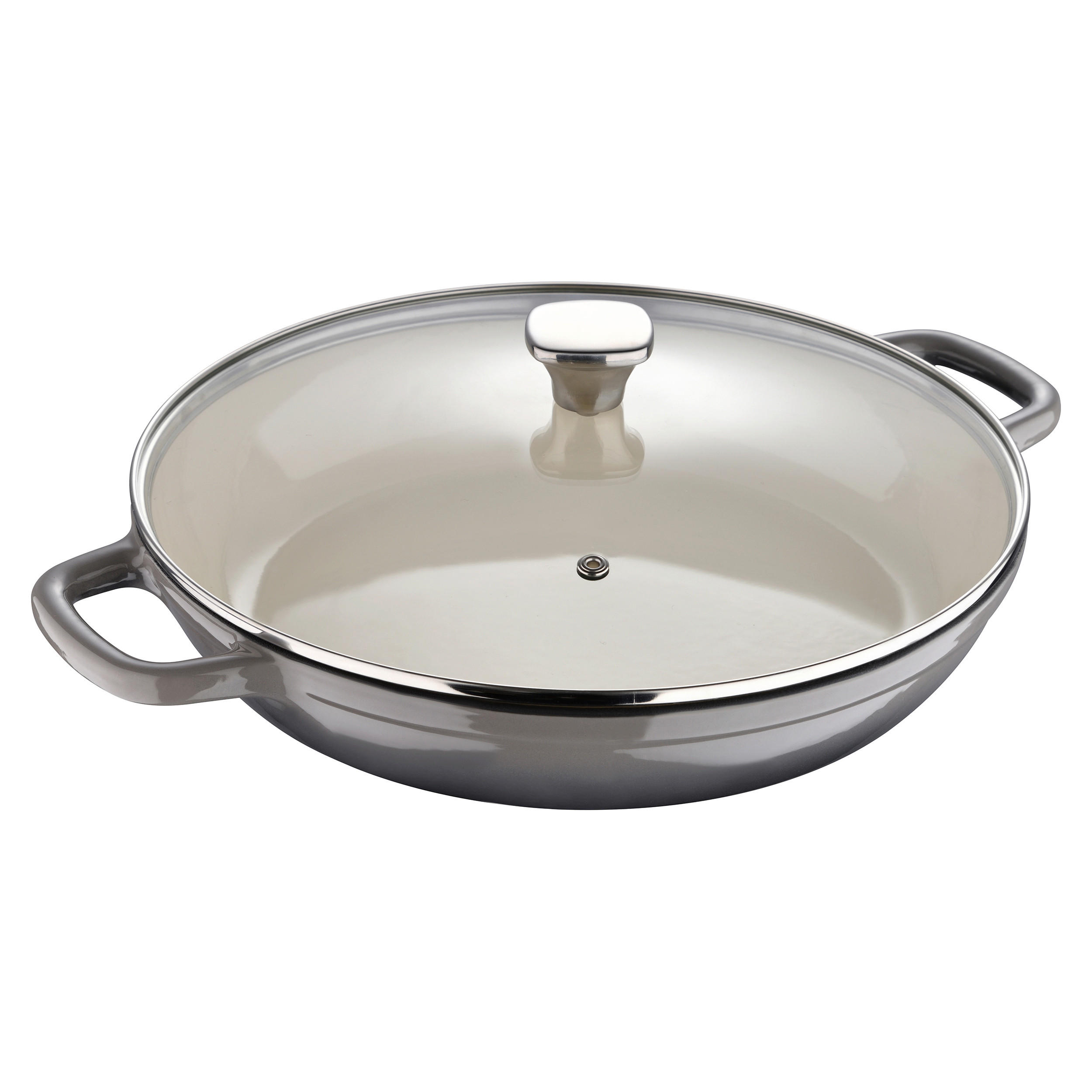 HRNEC NA DUŠENÍ, litina, 30 cm  - šedá/průhledné, Basics, kov/sklo (30cm)