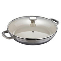 HRNEC NA DUŠENÍ, litina, 30 cm  - šedá/průhledné, Basics, kov/sklo (30cm)