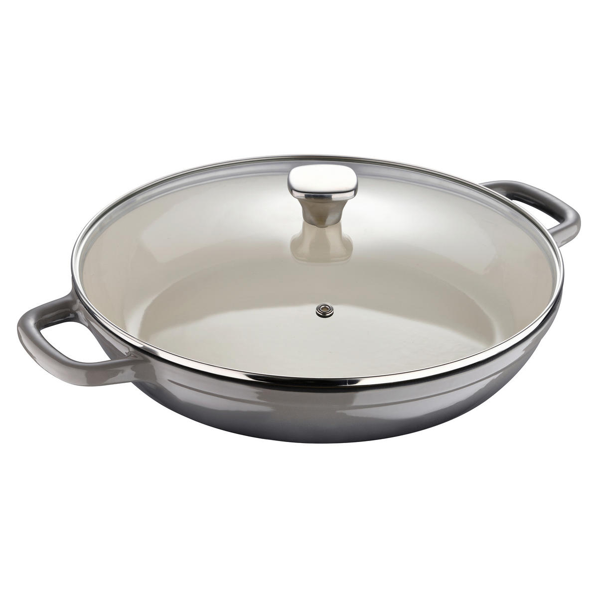 HRNEC NA DUŠENÍ, litina, 30 cm  - šedá/průhledné, Basics, kov/sklo (30cm)