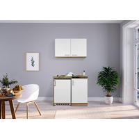 MINIKÜCHE 100 cm   in Weiss, Eichefarben  - Weiss/Edelstahlfarben, Modern, Holzwerkstoff/Kunststoff (100cm) - Respekta