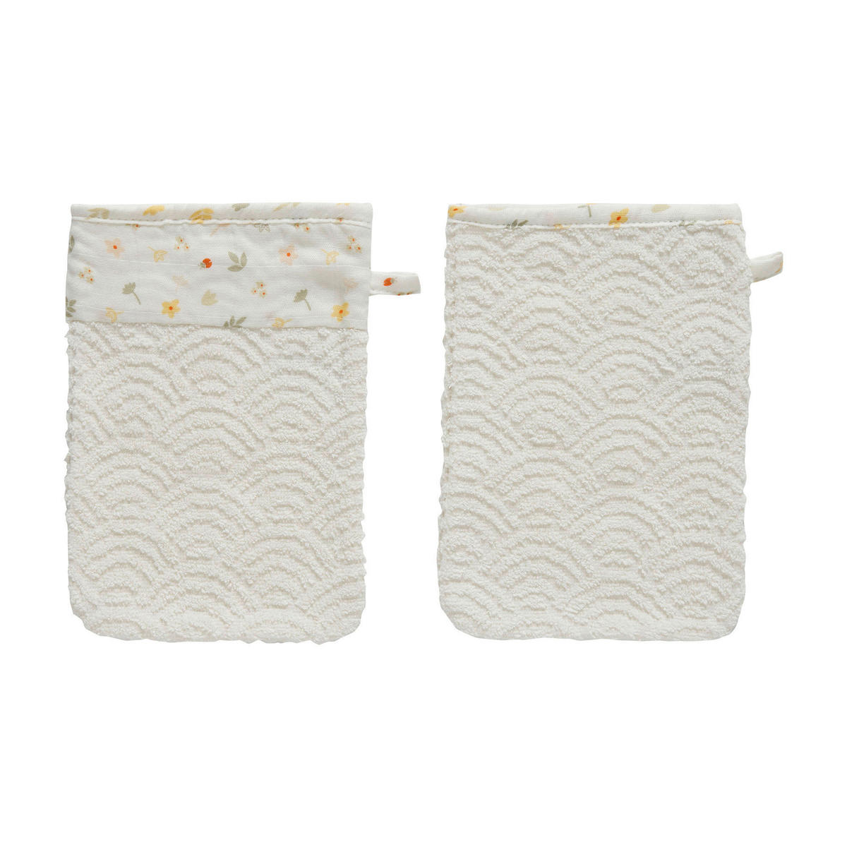 BABYWASCHHANDSCHUH  2-teilig  - Gelb/Weiß, Basics, Textil (21,5/15/0,5cm) - Bebe Jou