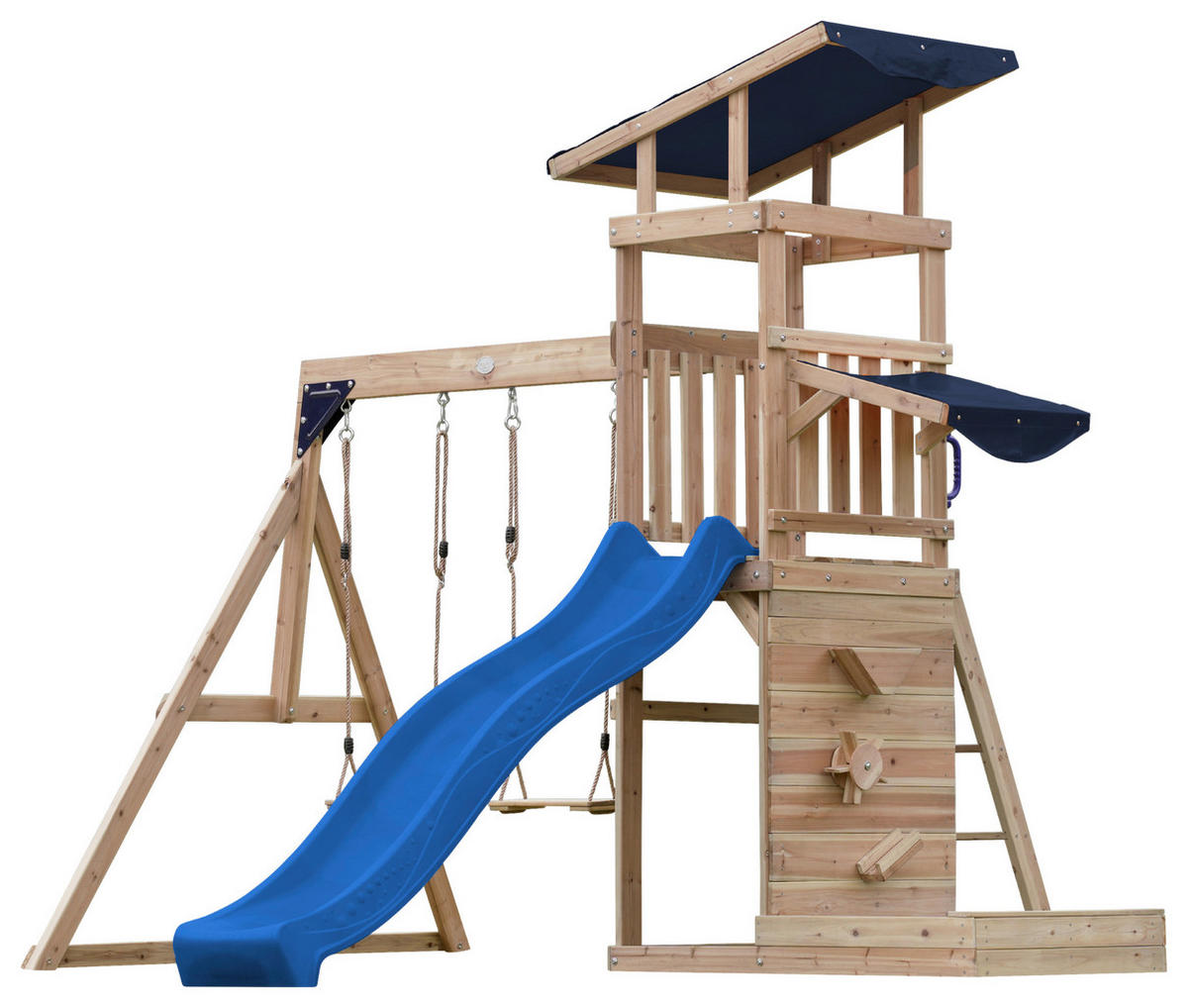 SPIELTURM 345/270/336 cm  - Blau/Braun, KONVENTIONELL, Holz (345/270/336cm) - Ambia Garden