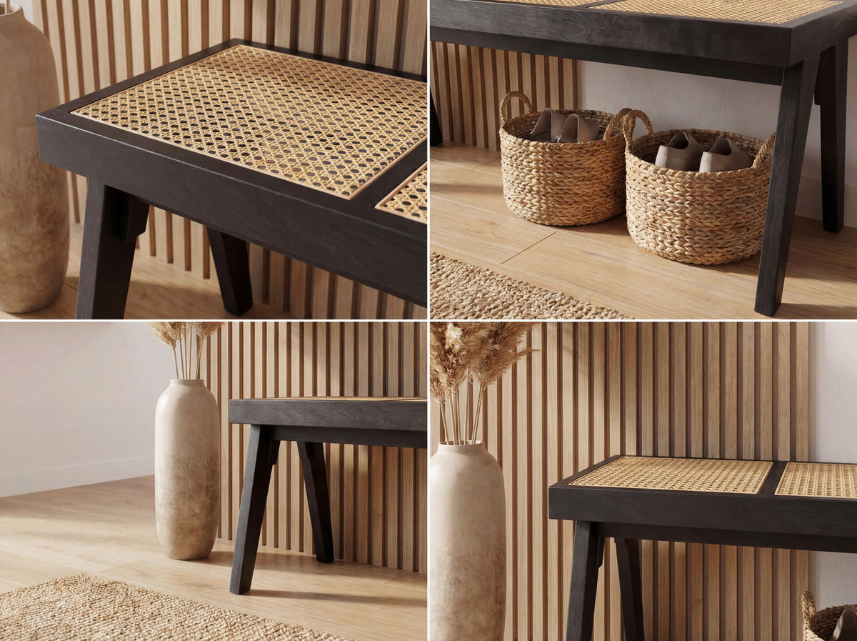 SITZBANK Holz Schwarz  - Schwarz, Design, Holz (120/48/38cm) - Livetastic