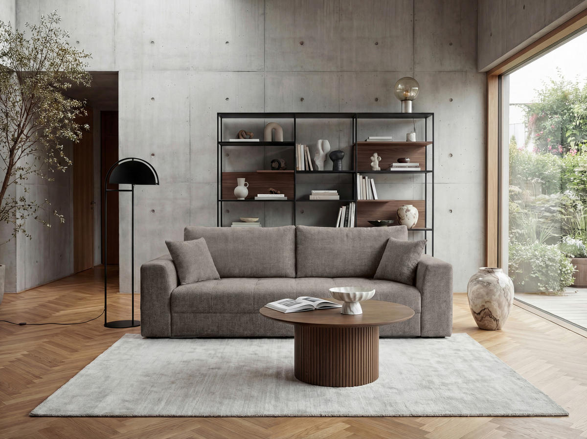 SCHLAFSOFA Struktur Grau  inkl. Zierkissen, Rückenkissen, Bettkasten, Schlaffunktion, Rücken echt  - Schwarz/Grau, KONVENTIONELL, Kunststoff/Textil (253/87/102cm) - Xora