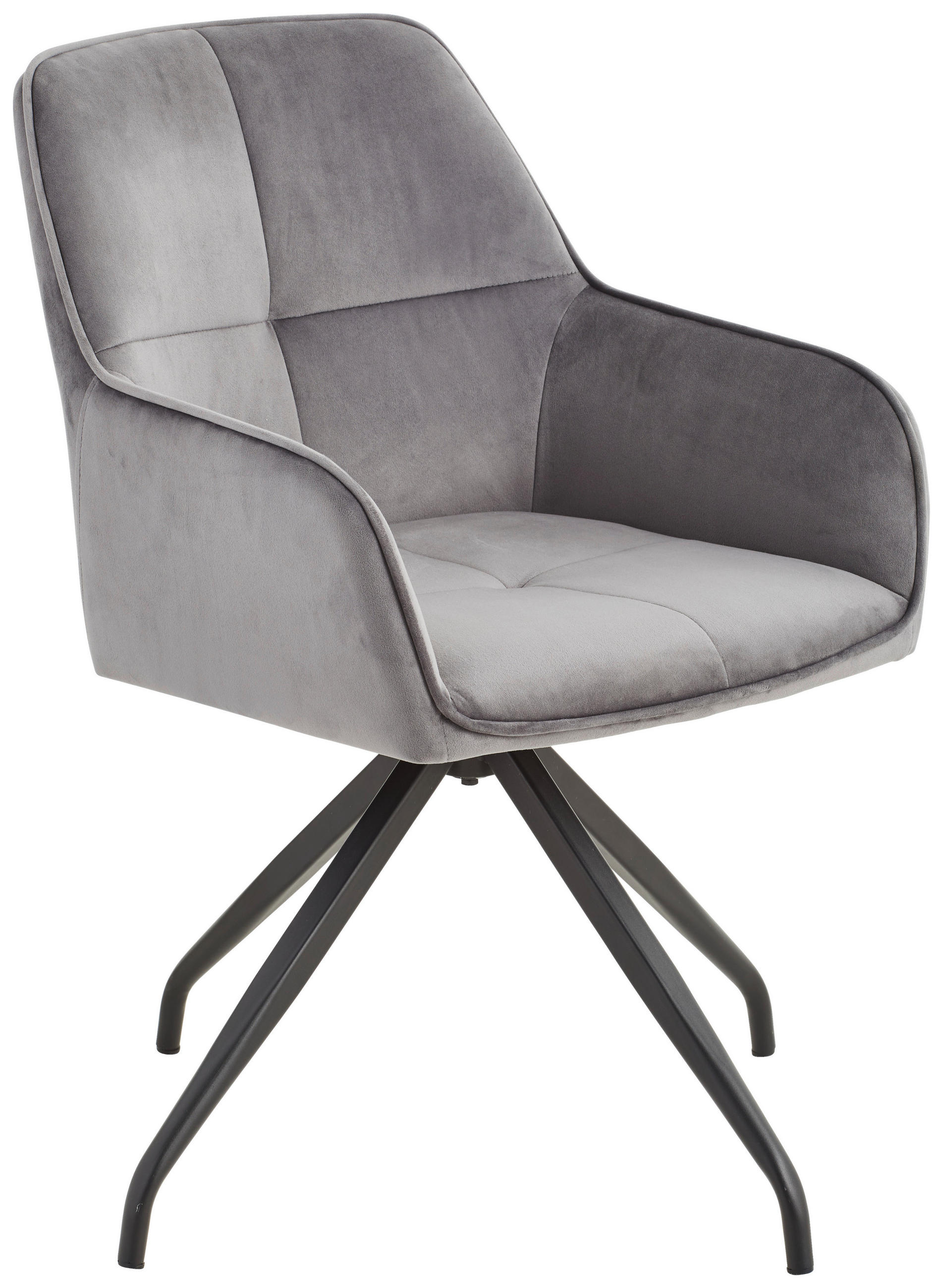 ARMLEHNSTUHL  in Eisen Samt  - Schwarz/Grau, MODERN, Holz/Textil (57/83,5/60cm) - Livetastic
