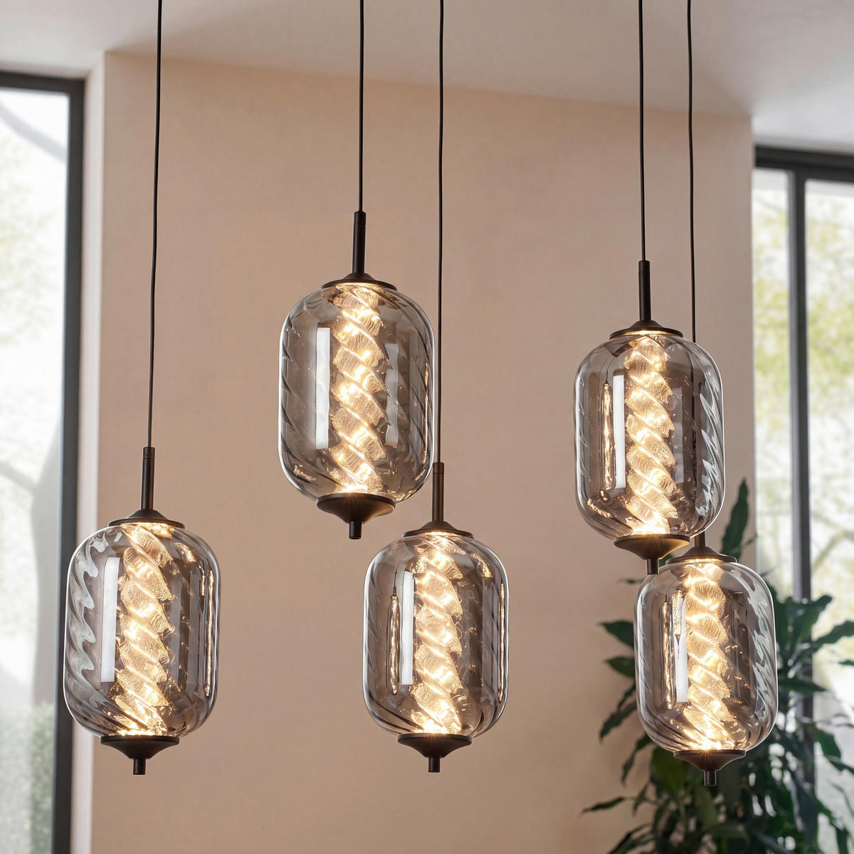 LED-HÄNGLAMPA 73/23/120 cm  - kromfärg/svart, Design, metall/glas (73/23/120cm) - Novel