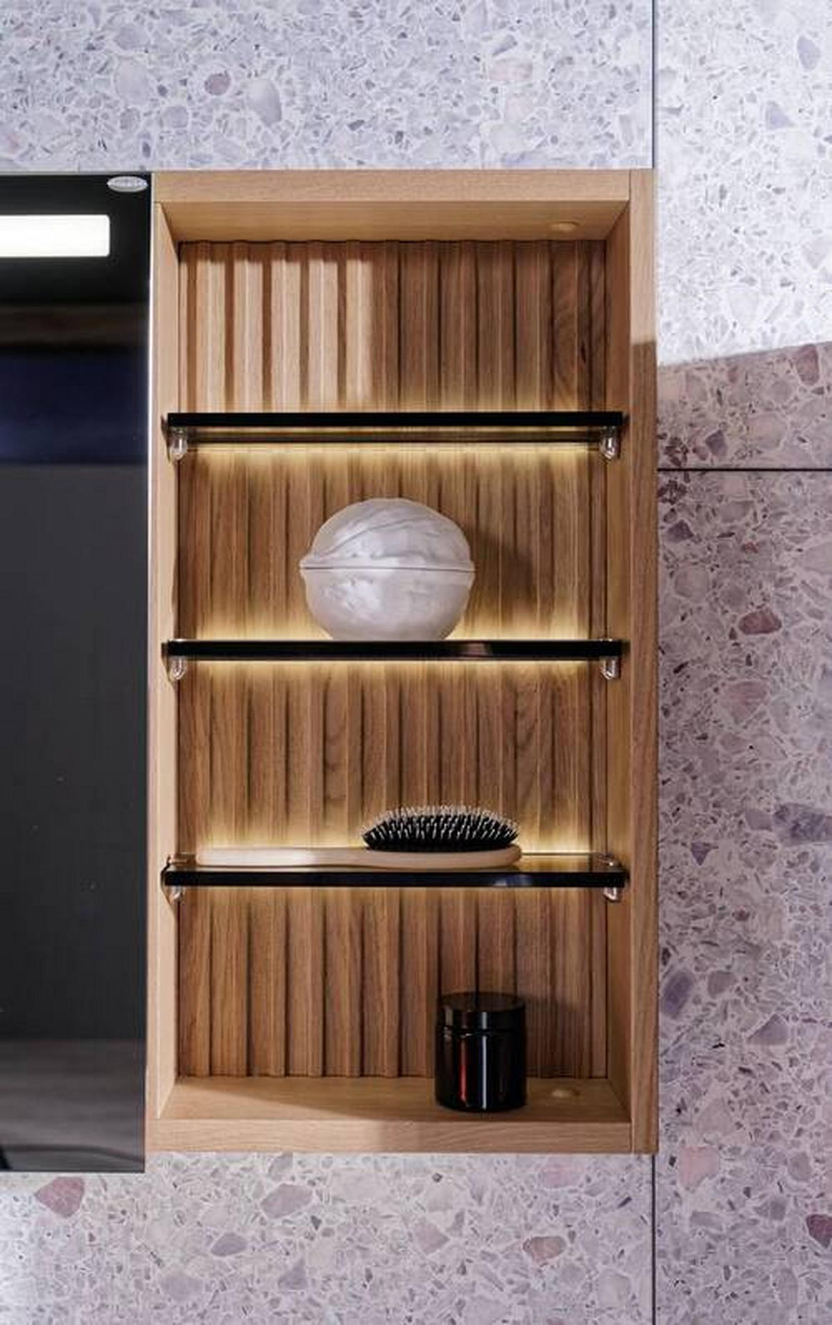 BADEZIMMER  in 128 cm  - Weiss, Natur, Holz/Stein (128cm) - Voglauer