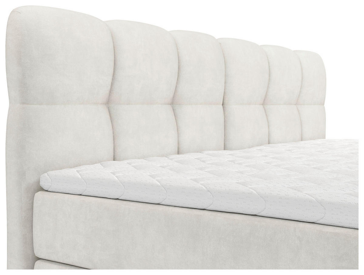 BOXBETT 240/200 cm,  in Creme, Matratze, Bettkasten, Topper, H3 = fest  - Creme/Schwarz, KONVENTIONELL, Kunststoff/Textil (240/200cm) - Chameo