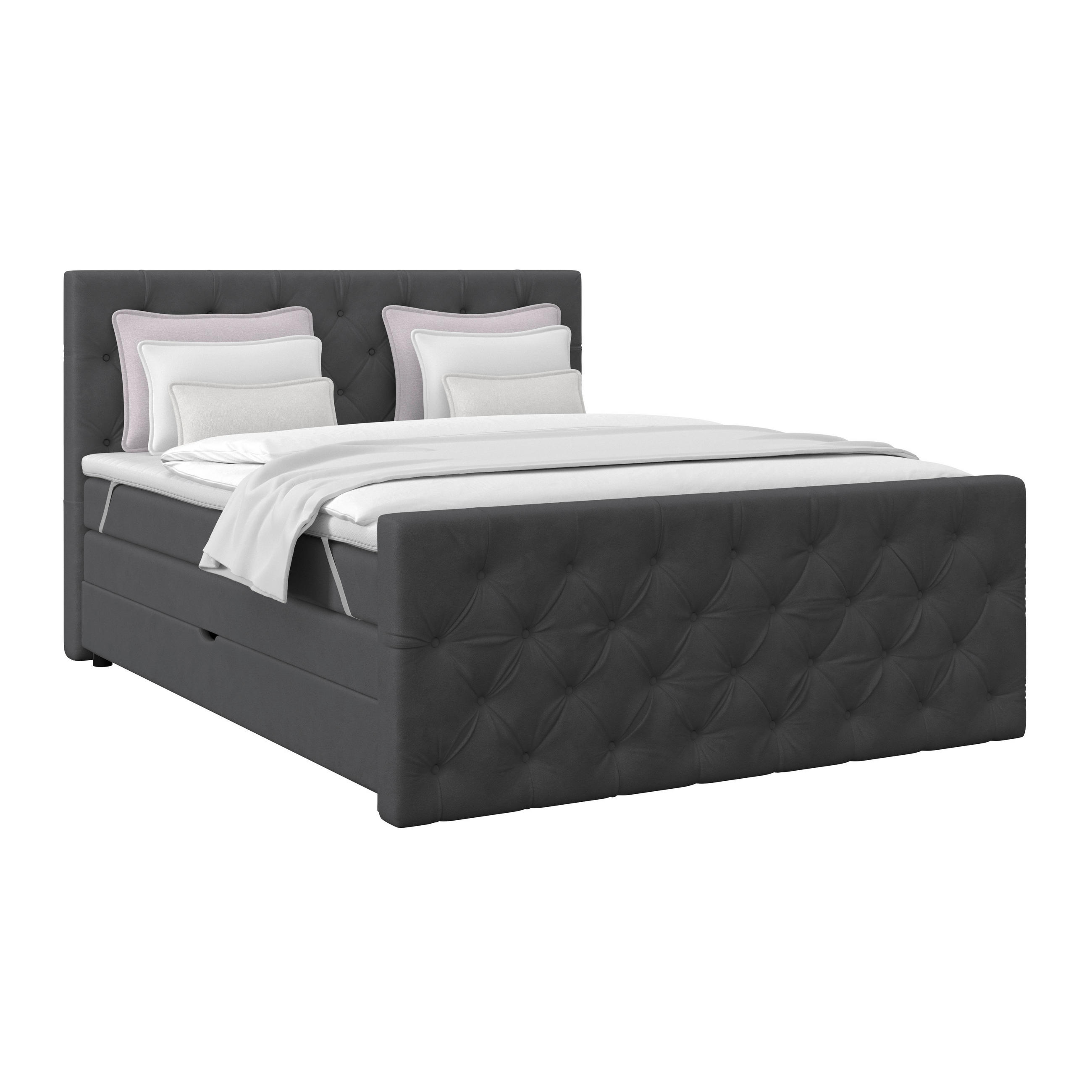 Boxspringbett Elio Graphitfarben 160x200 cm H2