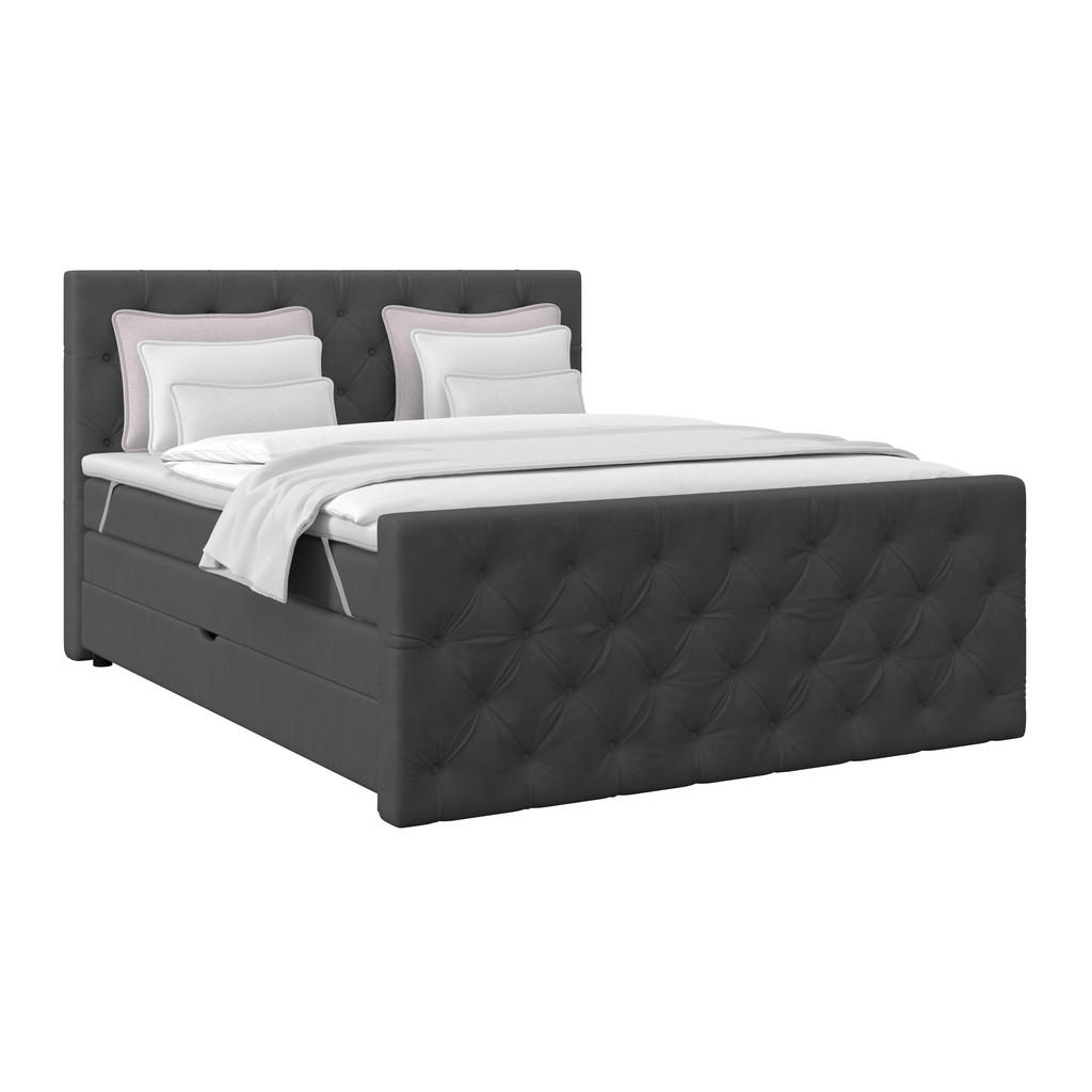 Boxspringbett Elio Graphitfarben 180x200 Cm H4