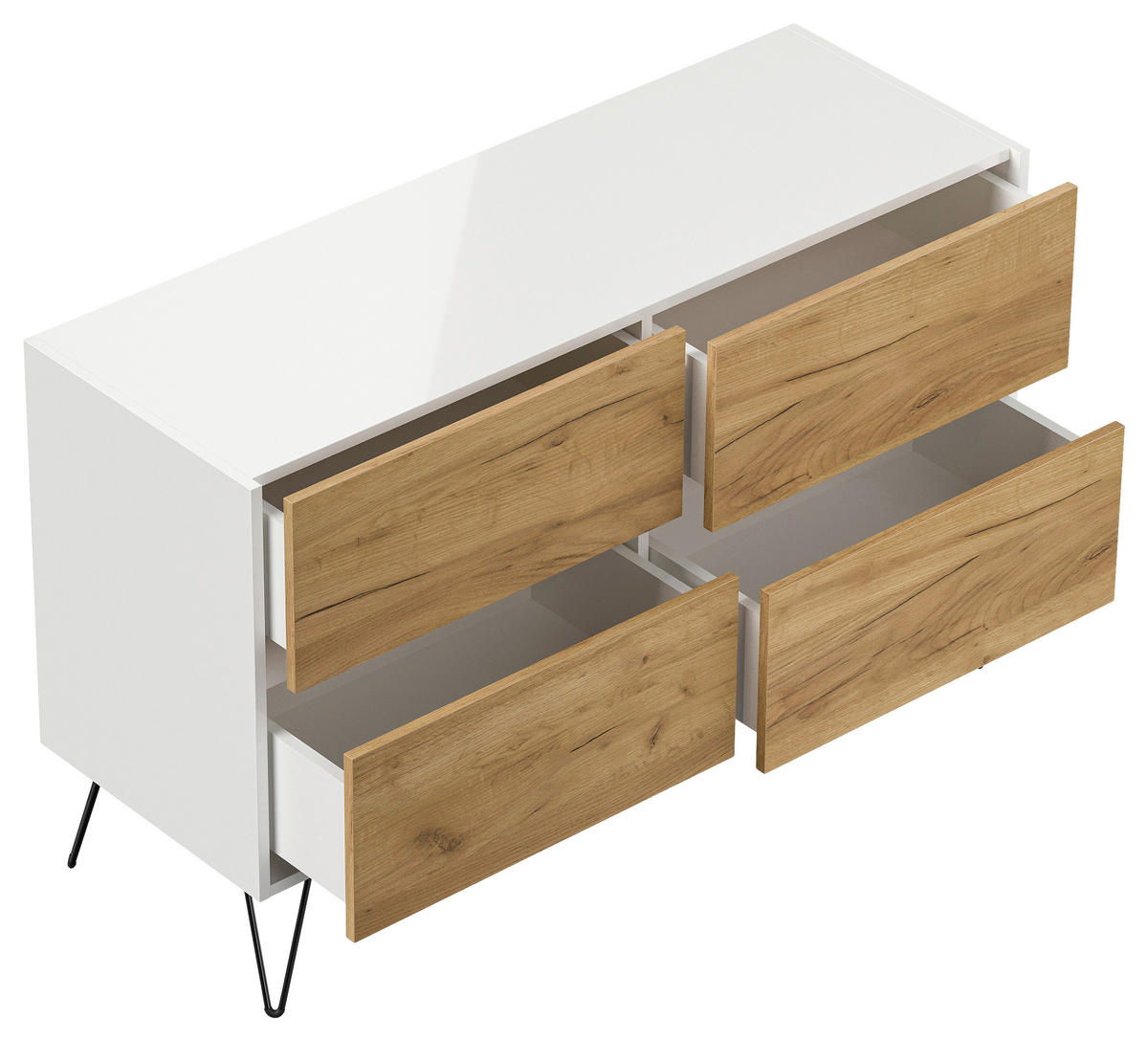 SIDEBOARD Posseik Industrial  in 119/75/42 cm  - Eichefarben/Schwarz, Design, Holzwerkstoff/Metall (119/75/42cm) - P & B