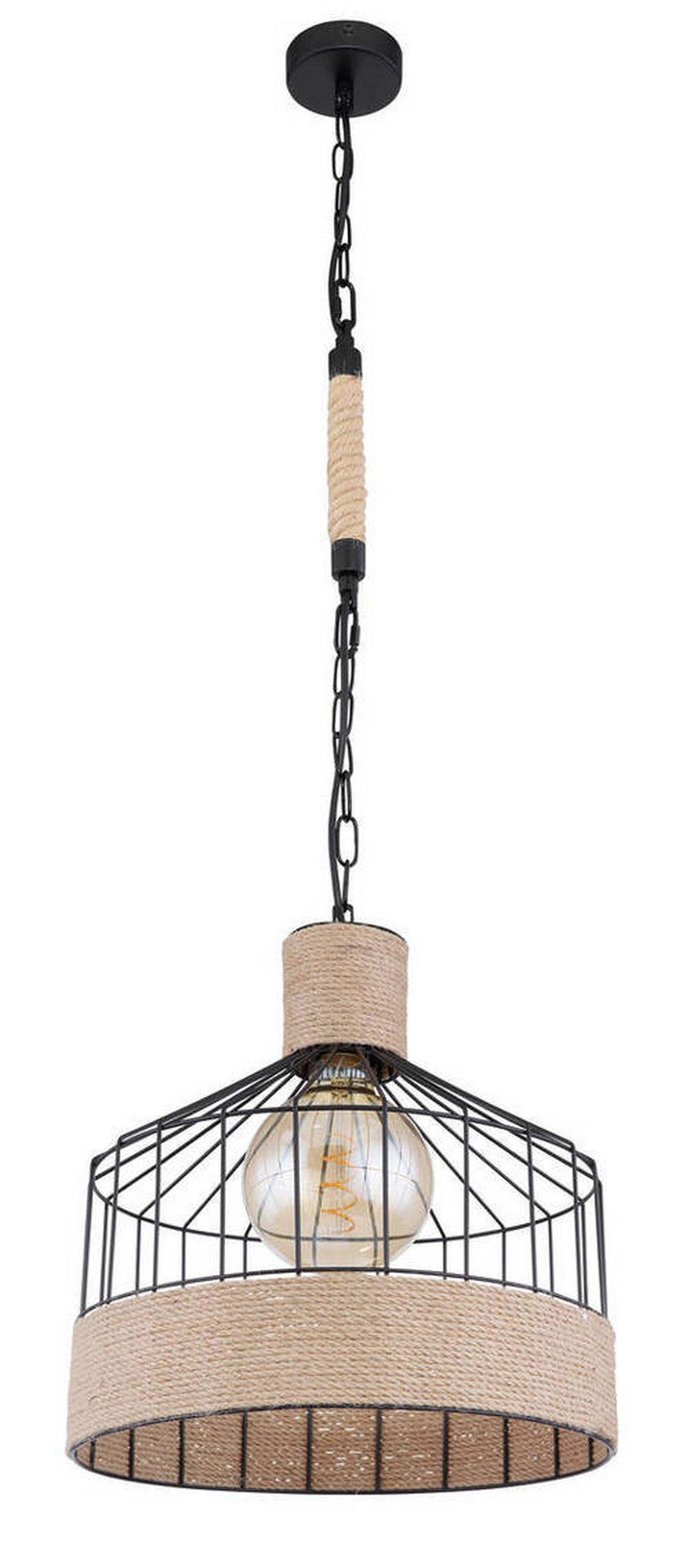 VISEČA SVETILKA        35/135 cm     60 W E27 - črna/rjava, Romantika, kovina/naravni materiali (35/135cm)
