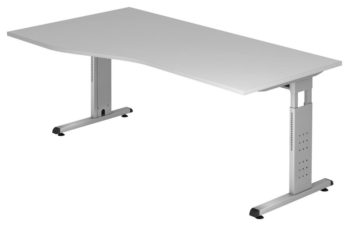 SCHREIBTISCH höhenverstellbar  - Silberfarben/Grau, KONVENTIONELL, Holzwerkstoff/Metall (180/100/65-85cm) - Venda