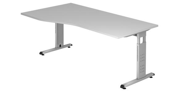 SCHREIBTISCH höhenverstellbar  - Silberfarben/Grau, KONVENTIONELL, Holzwerkstoff/Metall (180/100/65-85cm) - Venda