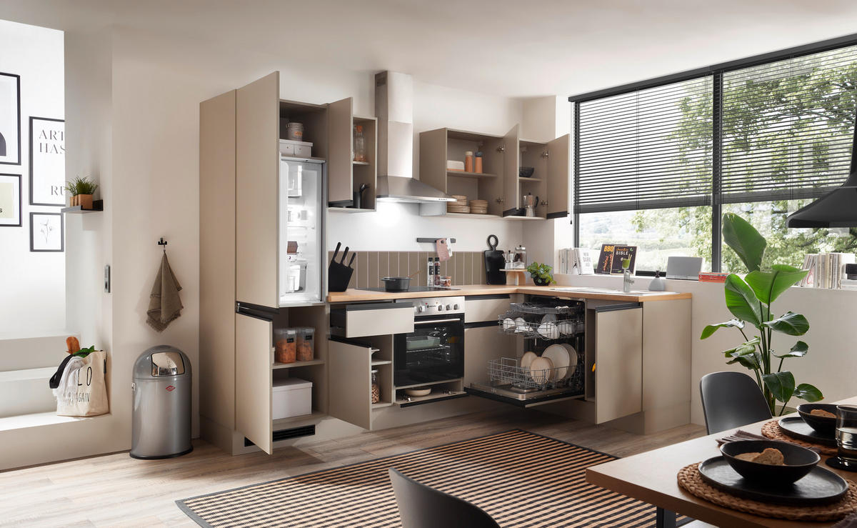 ECKKÜCHE 280/175 cm  in Seidengrau  - Eichefarben/Seidengrau, Trend, Holzwerkstoff/Metall (280/175cm) - P & B