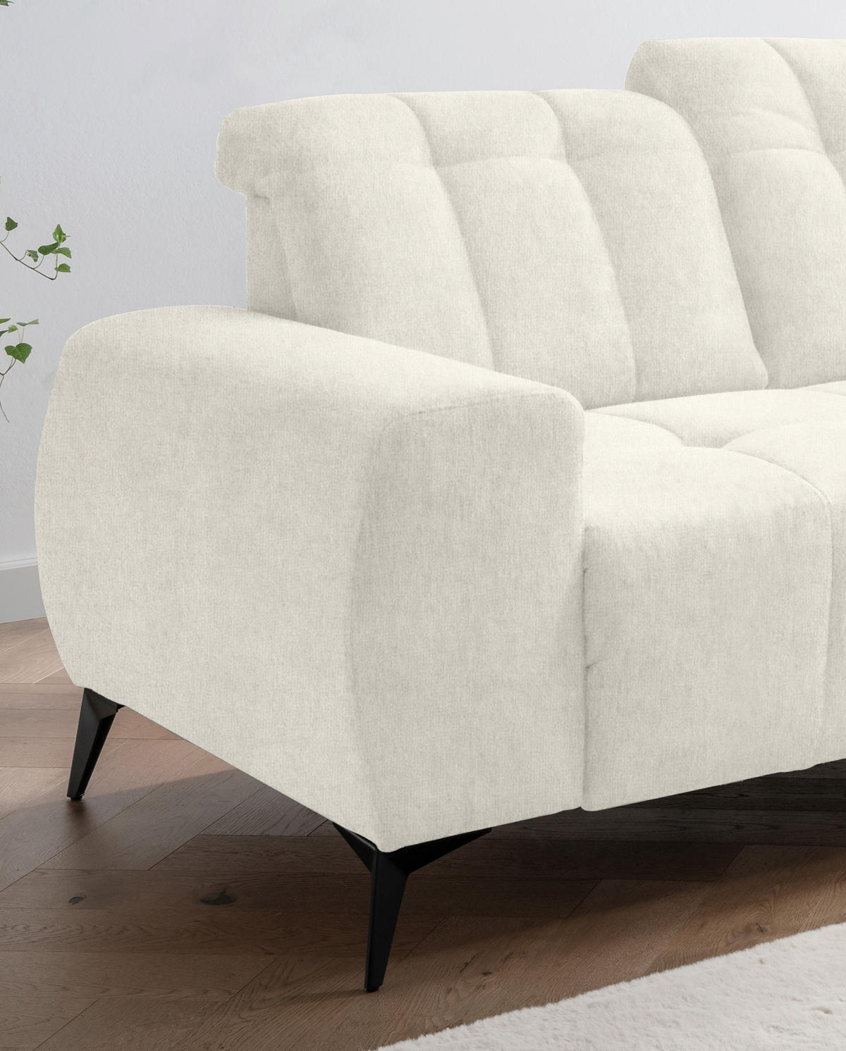 ECKSOFA in Mikrofaser Creme  - Creme/Schwarz, Modern, Textil/Metall (261/200cm) - Livetastic