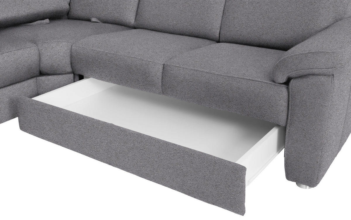 WOHNLANDSCHAFT in Flachgewebe Grau  - Chromfarben/Grau, Konventionell, Textil/Metall (163/336/240cm) - Beldomo System