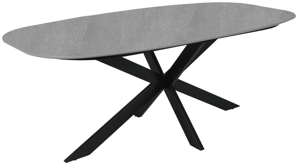 ESSTISCH oval Grau, Schwarz  - Schwarz/Grau, Design, Holzwerkstoff/Metall (180/100/76cm) - Carryhome