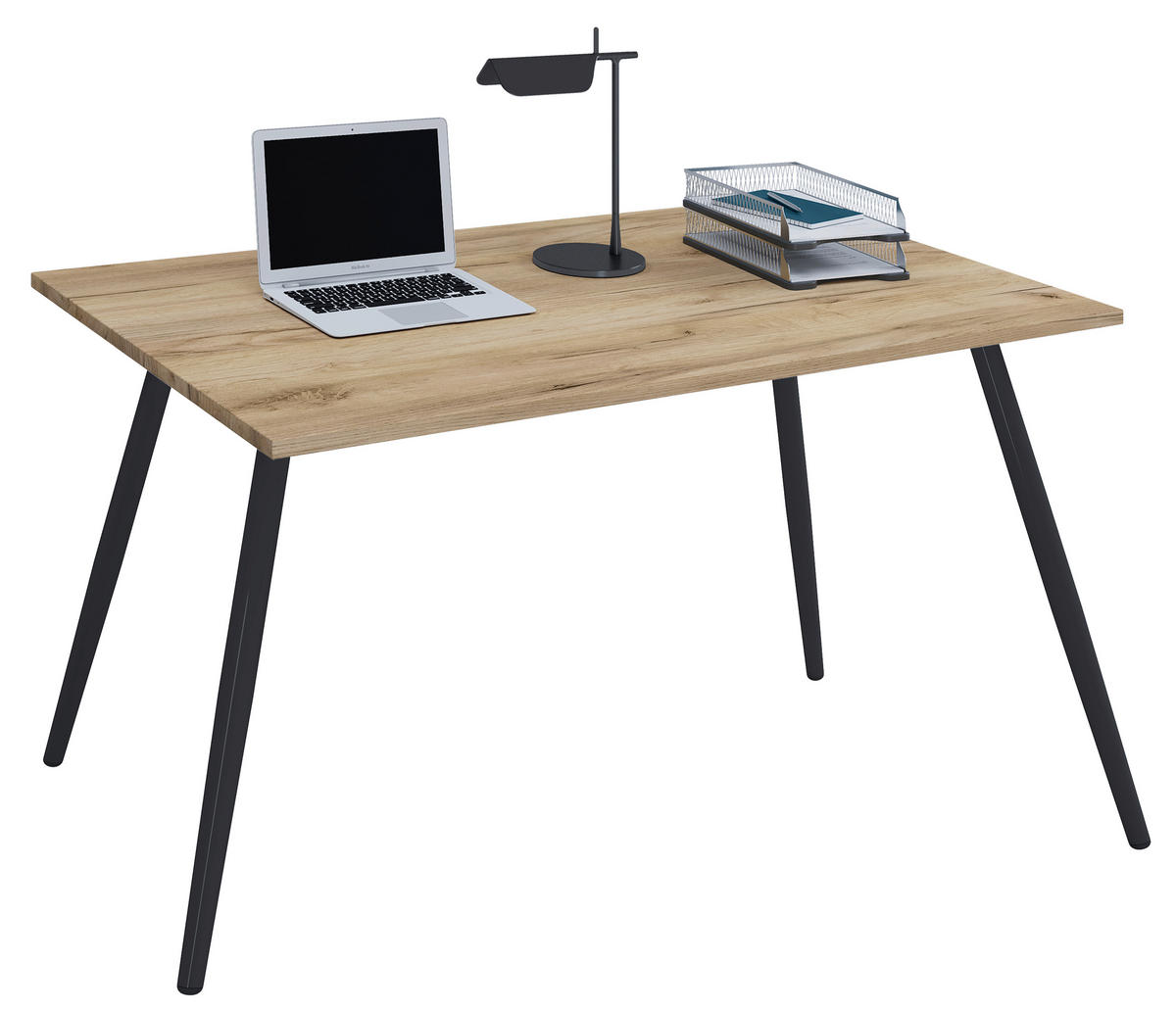 SCHREIBTISCH 138/50/70 cm  in Schwarz, Sonoma Eiche  - Schwarz/Sonoma Eiche, MODERN, Holzwerkstoff/Metall (138/50/70cm) - MID.YOU
