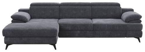 ECKSOFA in Chenille Dunkelgrau  - Dunkelgrau/Schwarz, Design, Textil/Metall (291/80-98/178cm) - Livetastic