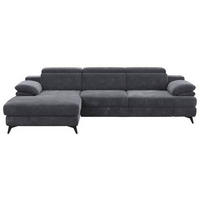 ECKSOFA in Chenille Dunkelgrau   - Dunkelgrau/Schwarz, Design, Textil/Metall (291/80-98/178cm) - Livetastic